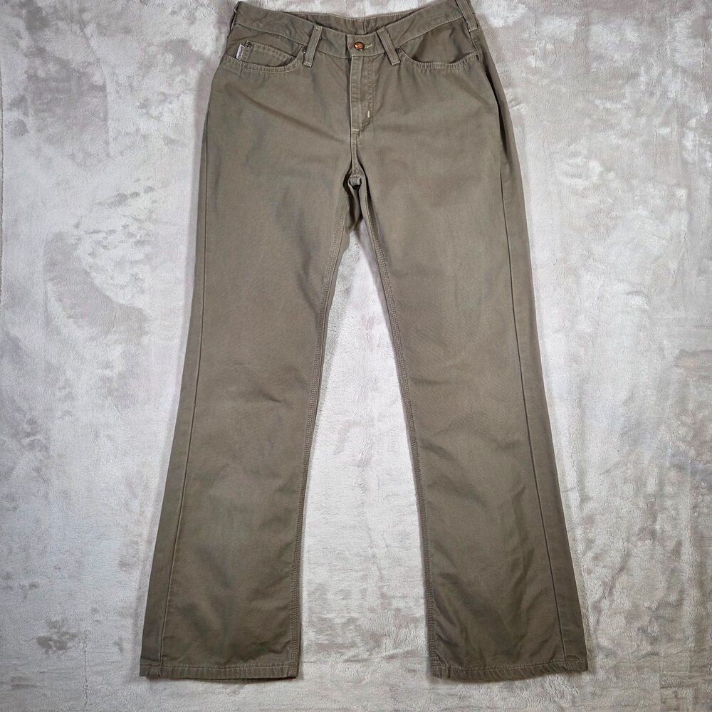 Carhartt Womens 8x32 Canvas Bootcut Work Pants Brown Y2K Workwear WB002